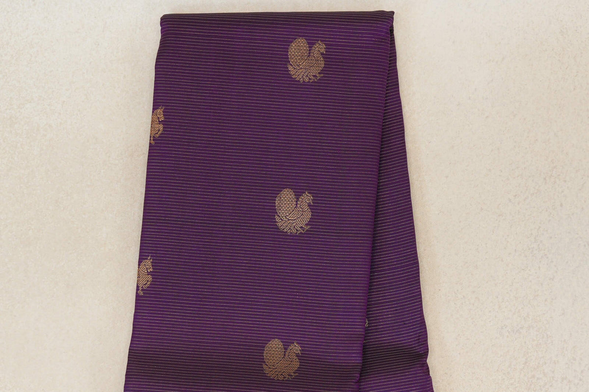 Deep Violet Purple  Vintage Kanjivaram Silk Saree body zoom