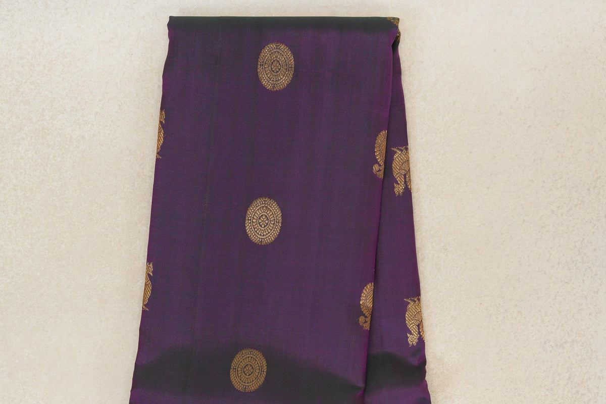 Dual Tone of Bottle Green and Pink Vintage Kanjivaram Silk Saree body zoom