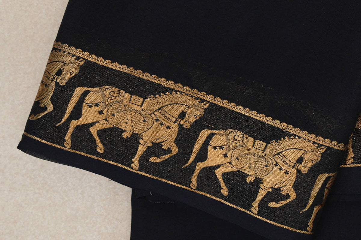 Jet Black Mysore Silk Saree online
