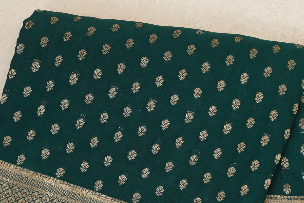 Deep Bottle Green Mysore Silk Sareebody zoom