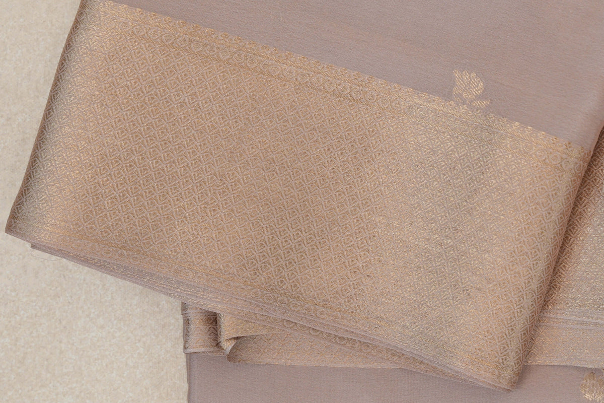 Dark Beige Mysore Silk Saree border zoom