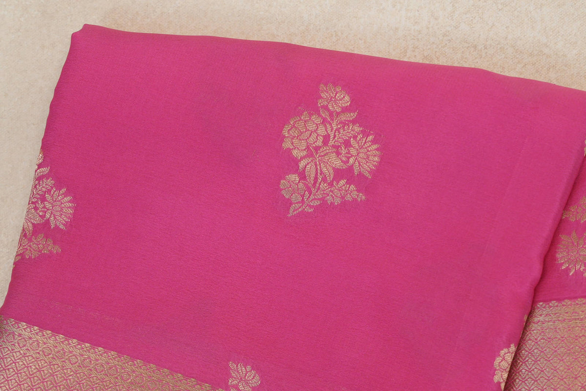 Bright Rose Pink Mysore Silk Saree by Shreenivas Silks  body zoom online