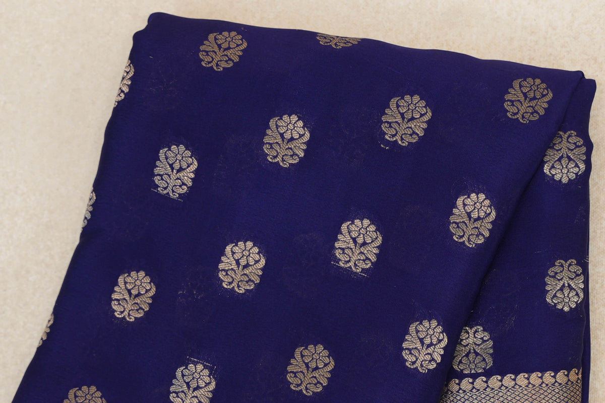 Deep Royal Blue Mysore Silk Saree  body zoom