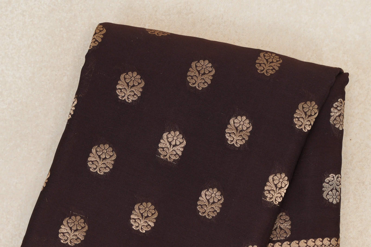 Dark Coffee Brown Mysore Silk Saree body zoom