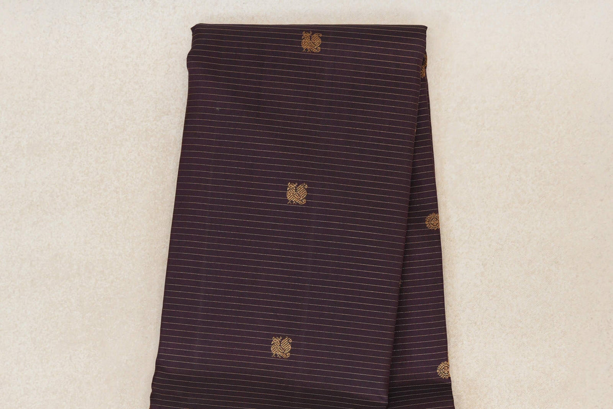 Deep Plum Brown Vintage Kanjivaram Silk Saree body zoom
