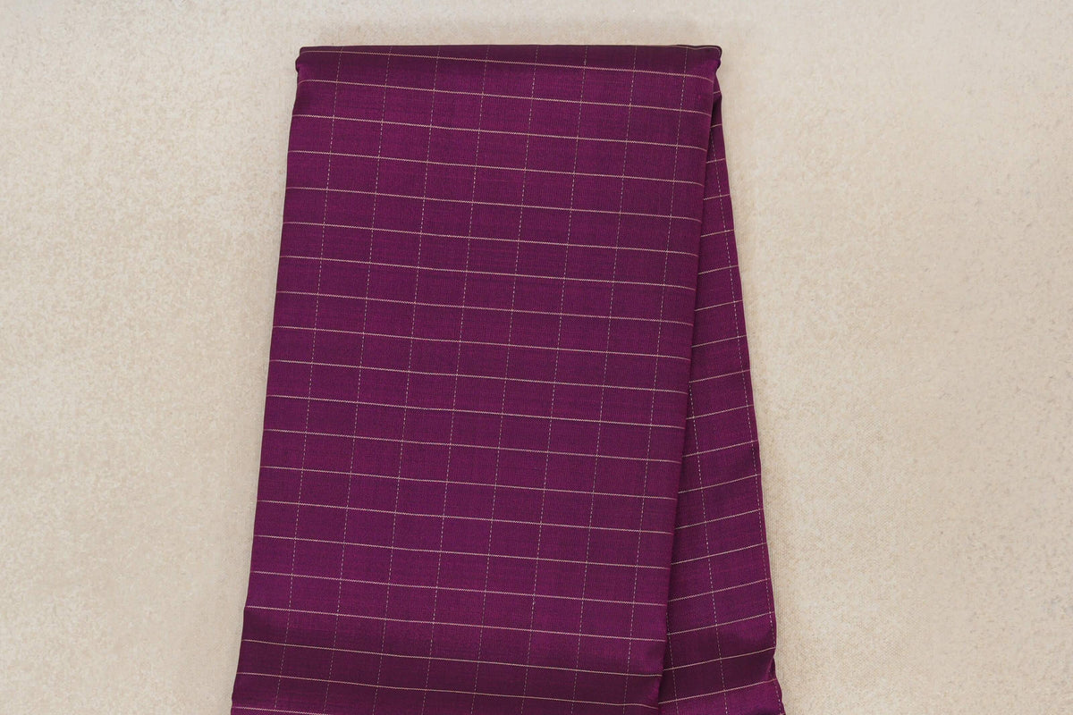 Deep Magenta Purple with Cream Borders Vintage Kanjivaram Silk Saree  body zoom