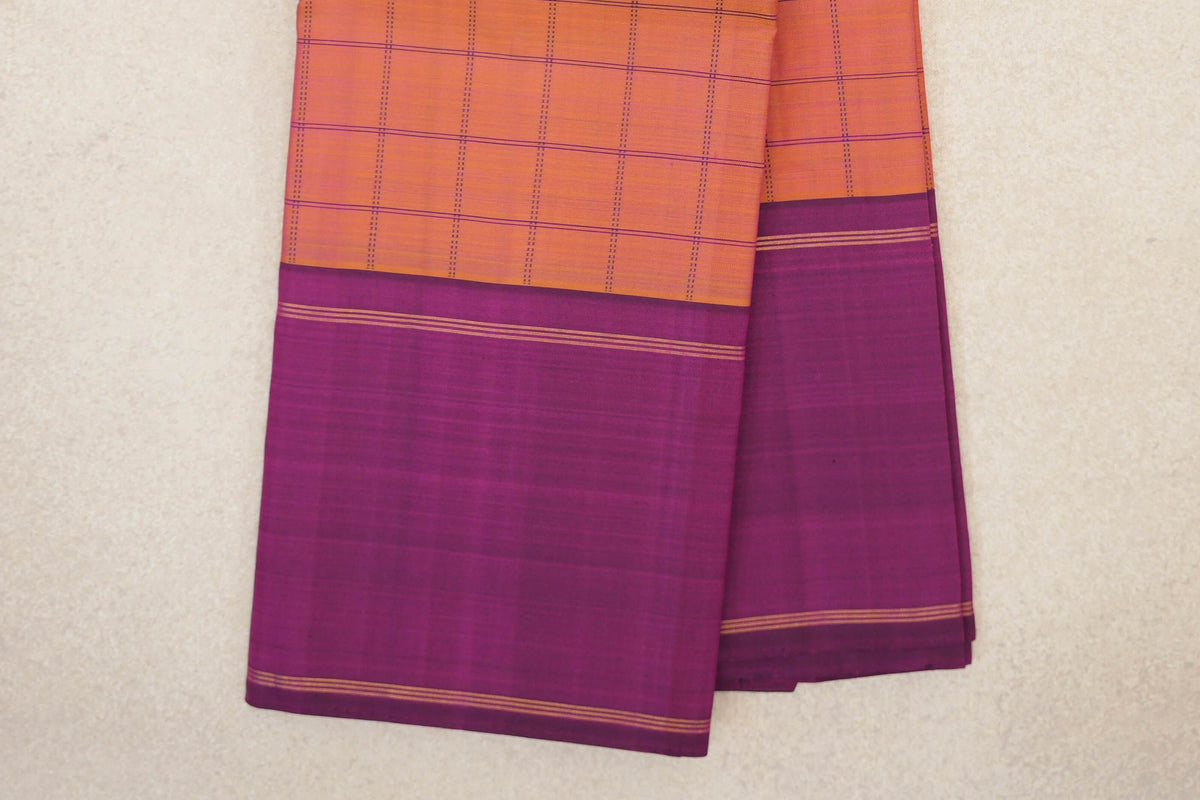 Dual Tone of Mustard Yellow and Pink with Deep Magenta Purple Borders Vintage Kanjivaram Silk Saree by Shreenivas Silks PSSR0110459