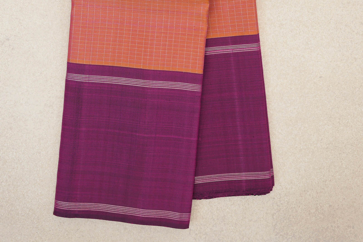 Dual Tone of Mustard Yellow and Pink with Deep Magenta Purple Borders Vintage Kanjivaram Silk Saree by Shreenivas Silks PSSR0110465