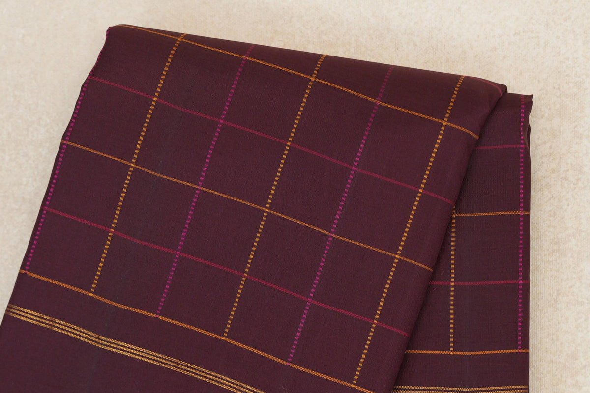 Wine Maroon Vintage Kanjivaram Silk Saree body zoom
