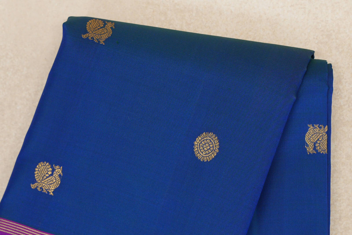Peacock Blue Vintage Kanjivaram Silk Saree  online