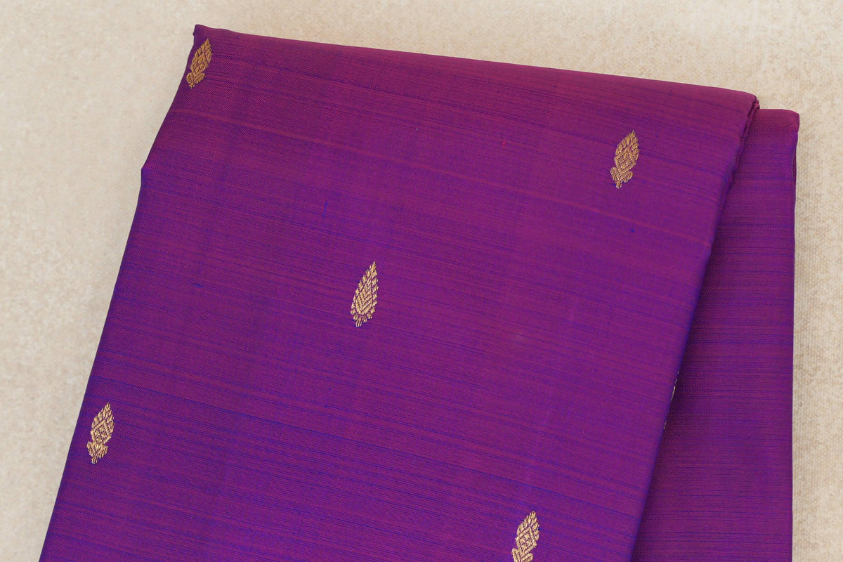 Dual Tone of Blue and Magenta with Peacock Green Borders Vintage Kanjivaram Silk Saree by Shreenivas Silks PSSR0110468