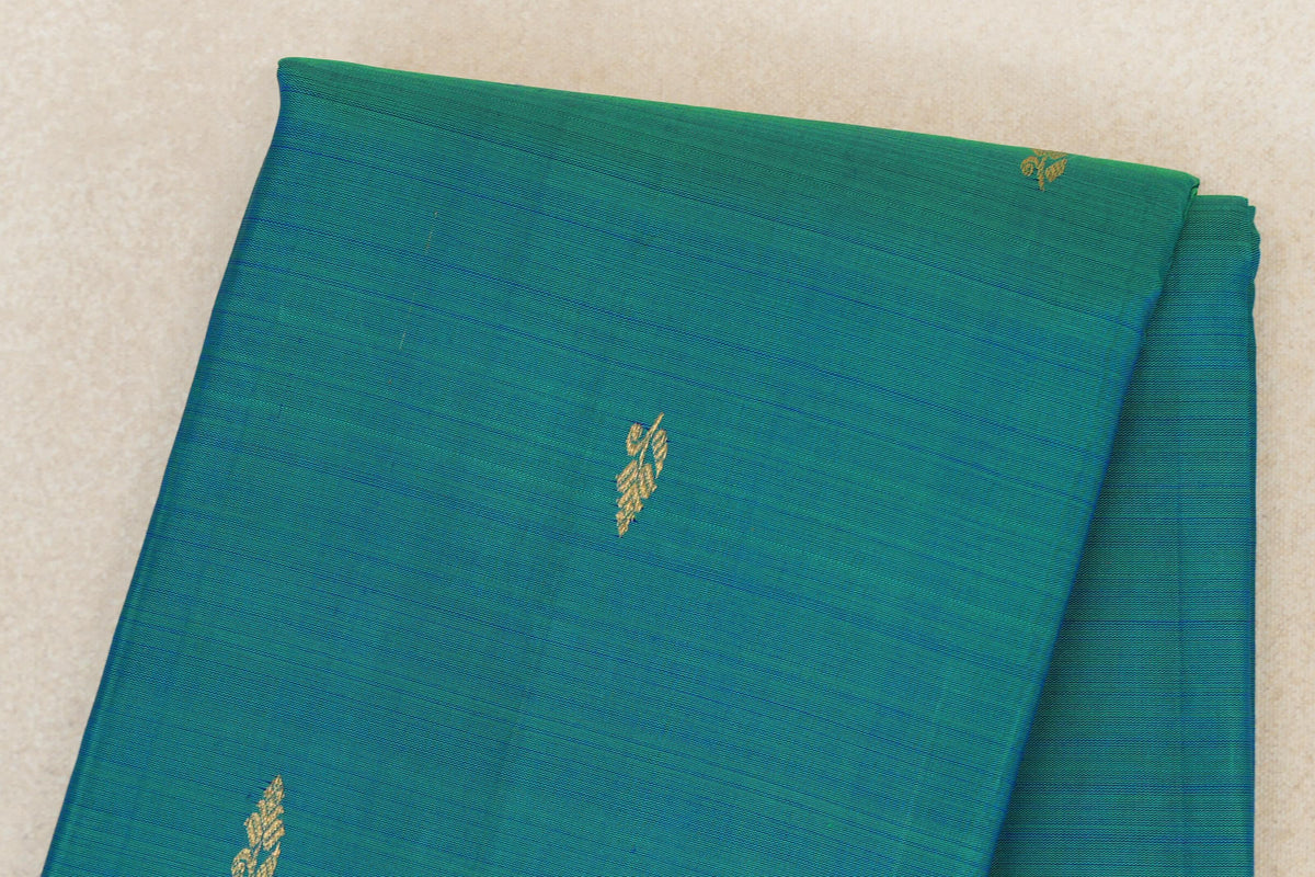 Dual Tone of Green and Blue with Violet Purple Borders with Dark Bottle Green Selvedge Vintage Kanjivaram Silk Saree by Shreenivas Silks PSSR0110469