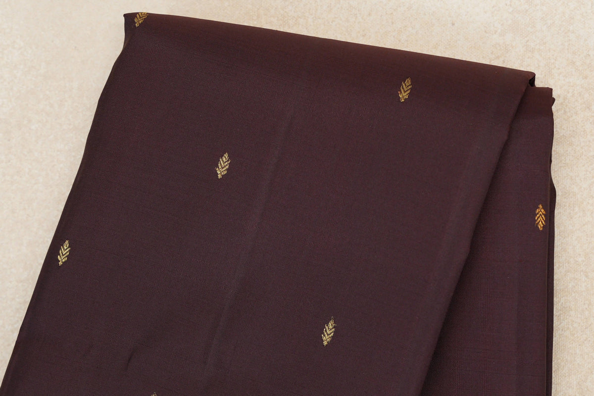 Deep plum brown vintage kanjivaram saree body zoom