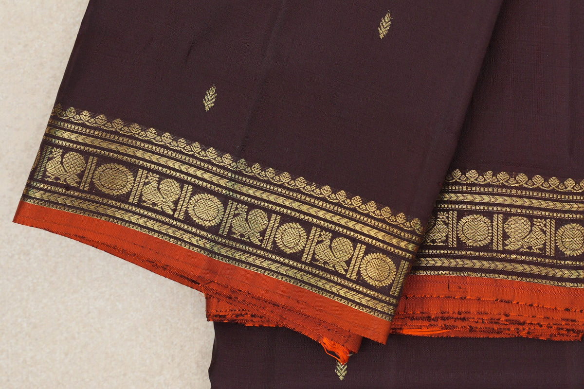 Deep plum brown vintage kanjivaram saree border zoom