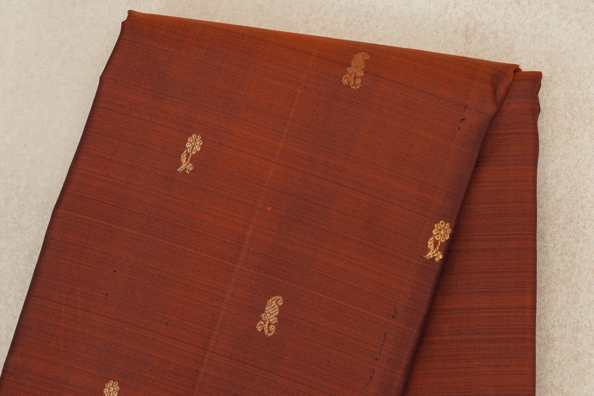 Rust orange Vintage Kanjivaram Silk Saree body zoom