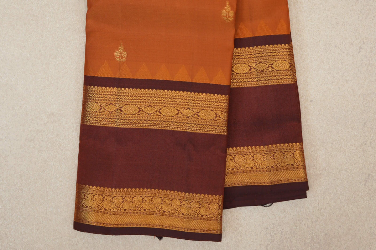 Light Brown Vintage Kanjivaram Silk Saree border zoom