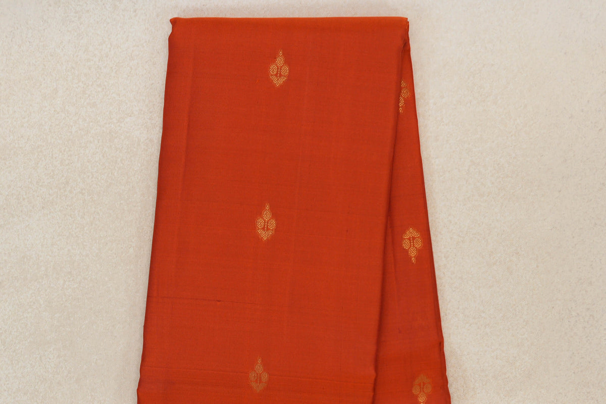 Deep Orange Light Weight Kanchipuram Silk Saree body zoom