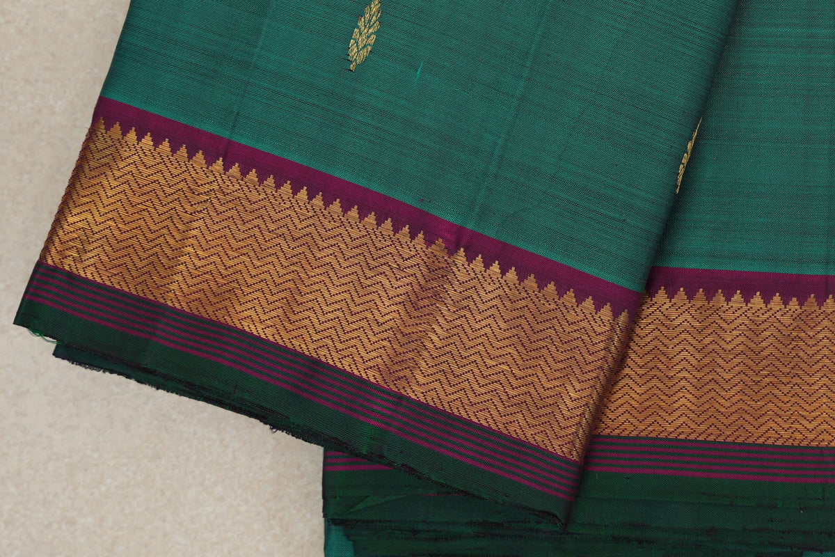 Teal Green Vintage Kanjivaram Silk Sareeborder zoom