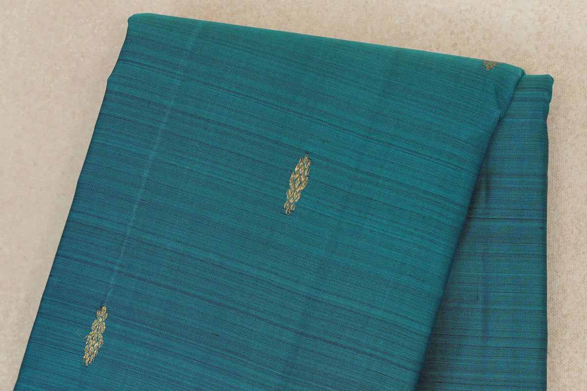 Teal Blue vintage Kanjivaram Silk Saree body zoom