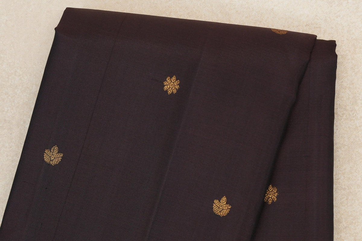 Deep Plum Brown vintage Kanjivaram Silk Saree body zoom