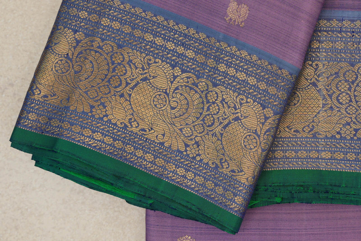 Lavender Vintage Kanjivaram Silk Saree   border zoom