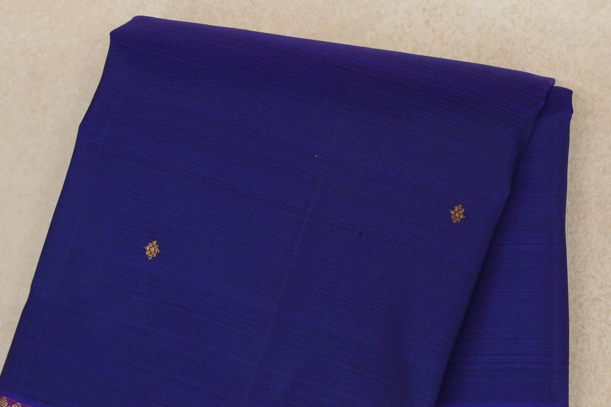 Deep Royal Blue with Magenta Borders Vintage Kanjivaram Silk Saree by Shreenivas Silks PSSR0110515