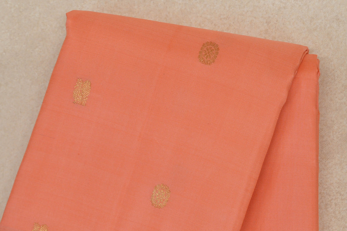 Light Salmon Pink Vintage Kanjivaram Silk Saree body zoom