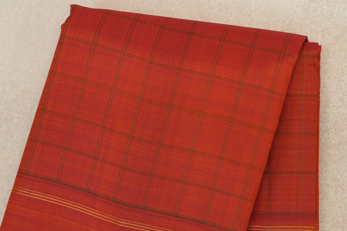 Reddish Orange Vintage Kanjivaram Silk Saree body zoom
