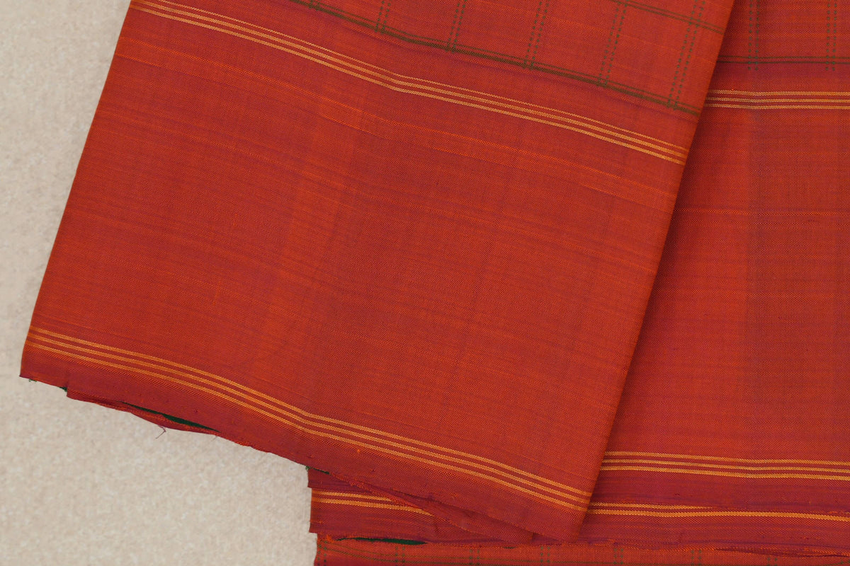 Reddish Orange Vintage Kanjivaram Silk Sareeborder zoom