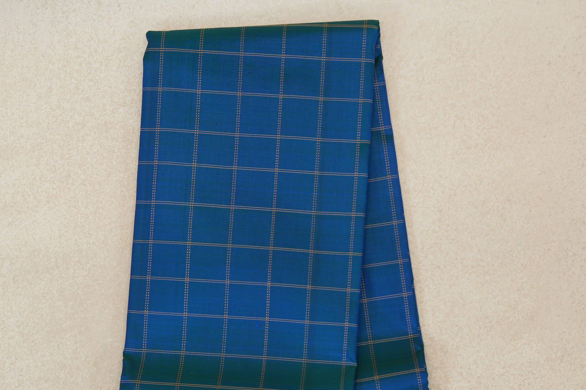 Peacock Blue Vintage Kanjivaram Silk Saree body zoom