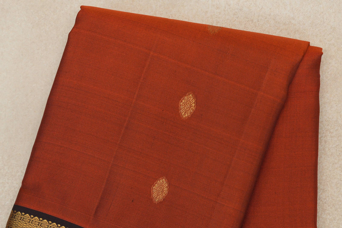 Dark Rust Vintage Kanjivaram Silk Saree body zoom