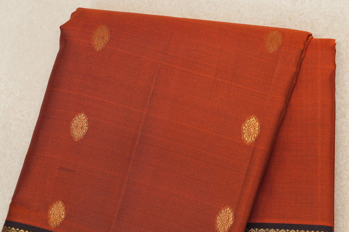 Dark Rust Vintage Kanjivaram Silk Saree body zoom