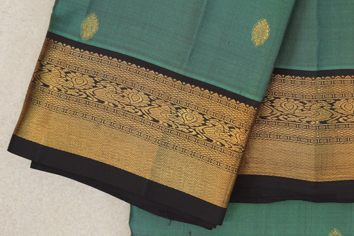 Sea Green Vintage Kanjivaram Silk Saree border zoom