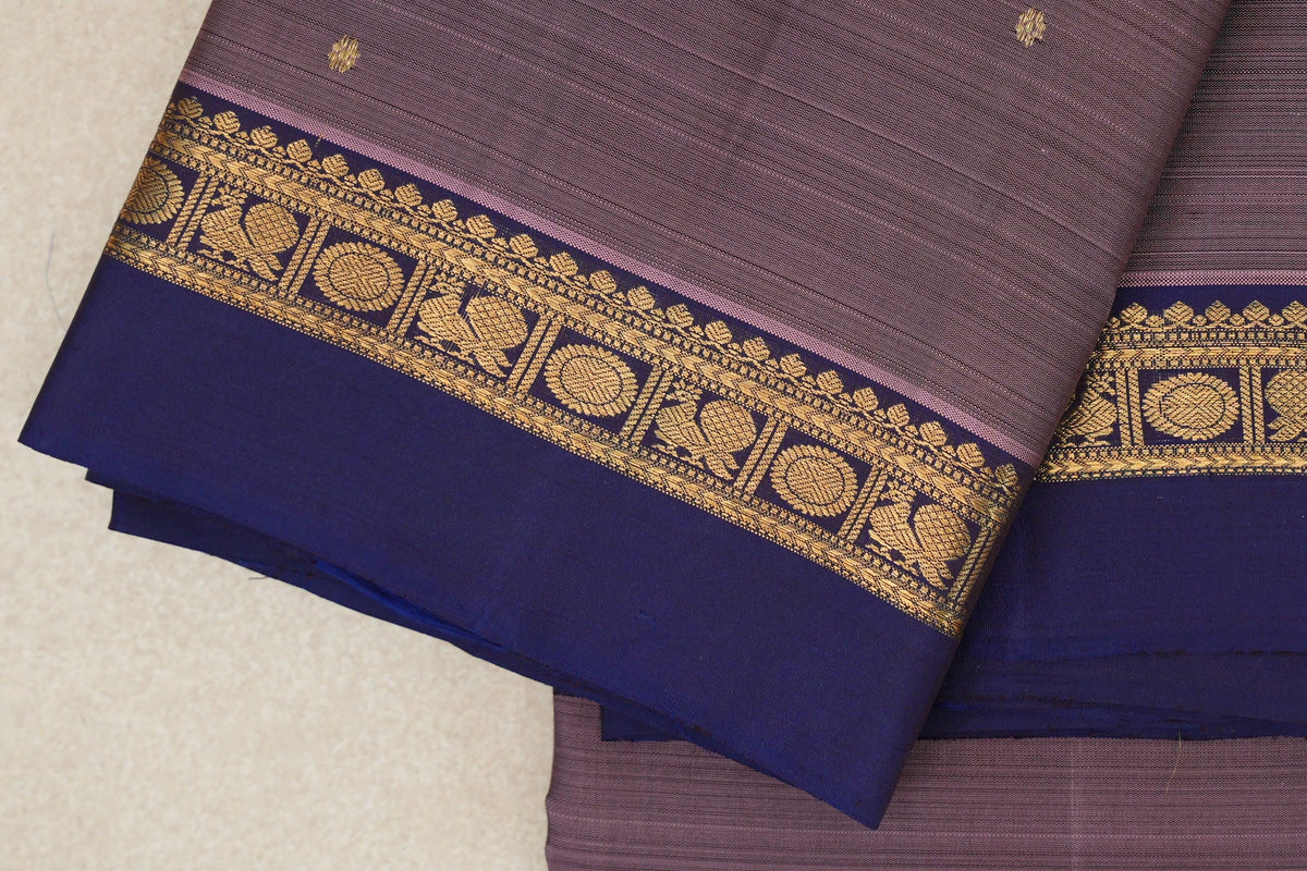 Dusty Lavender Pink  Vintage Kanjivaram Silk Saree  border zoom