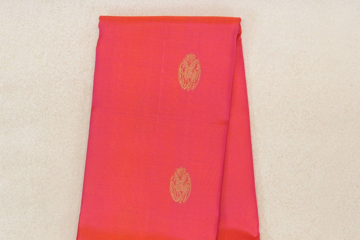 Orangish Pink Light Weight Kanchipuram Silk Saree online