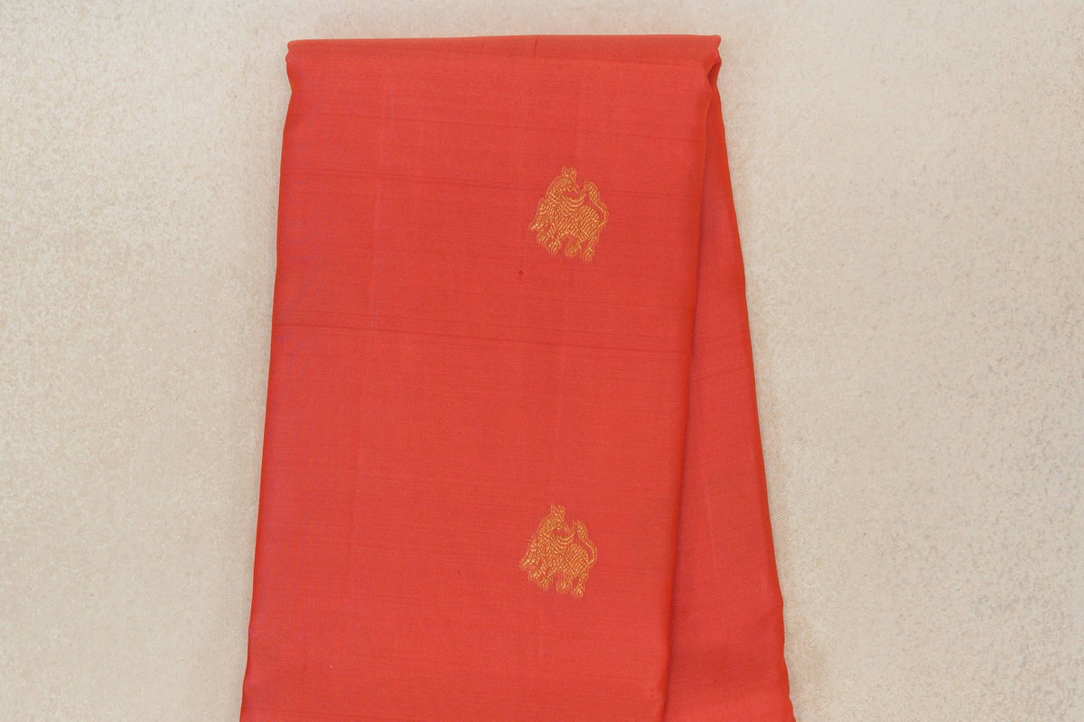 Coral Pink Light Weight Kanchipuram Silk Saree  body zoom