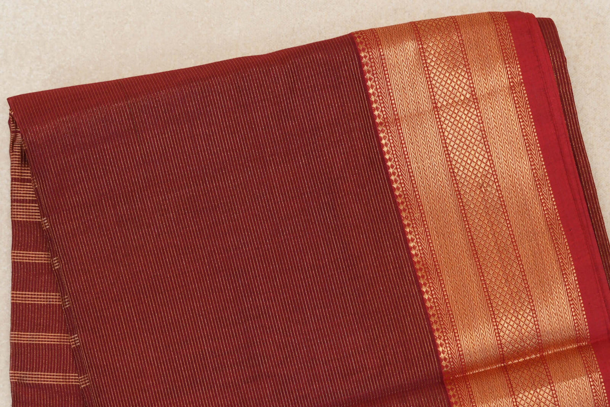 Brick Red Maheshwari Silk Cotton Saree by Shreenivas Silks PSSR0110623