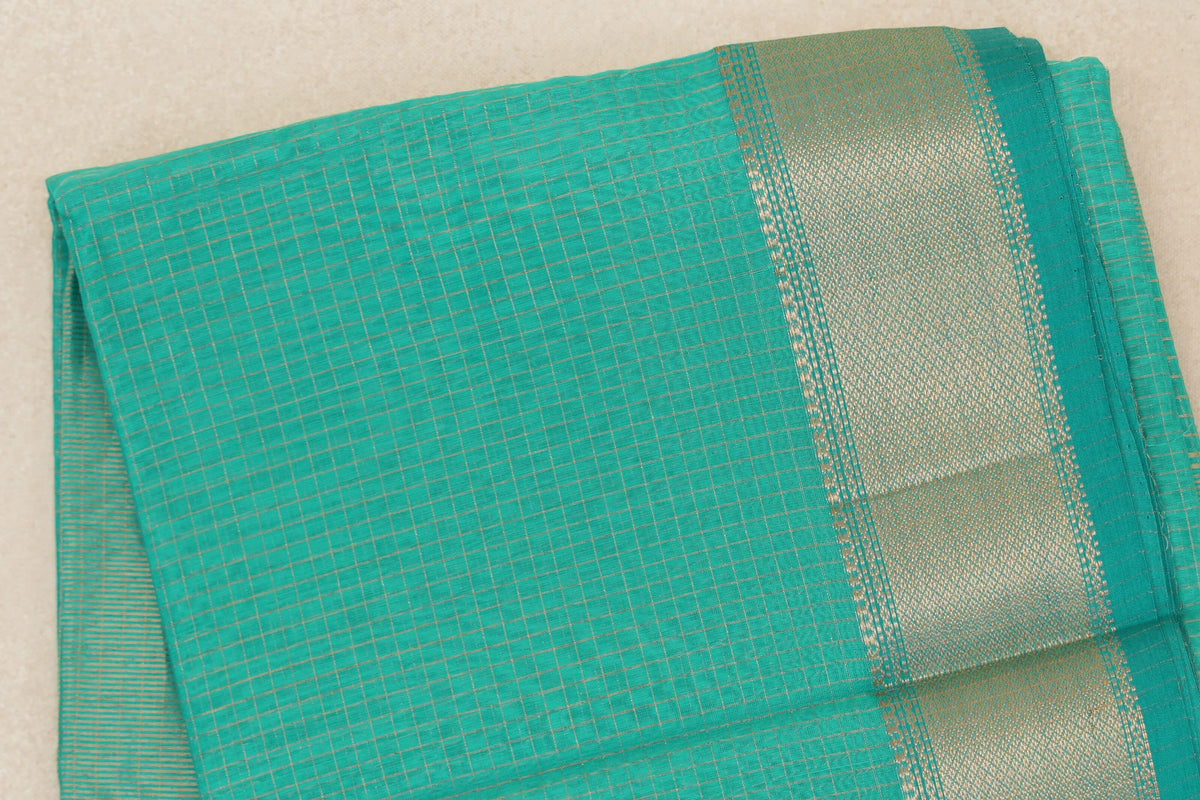 Turquoise Green Maheshwari Silk Cotton Saree by Shreenivas Silks PSSR0110642