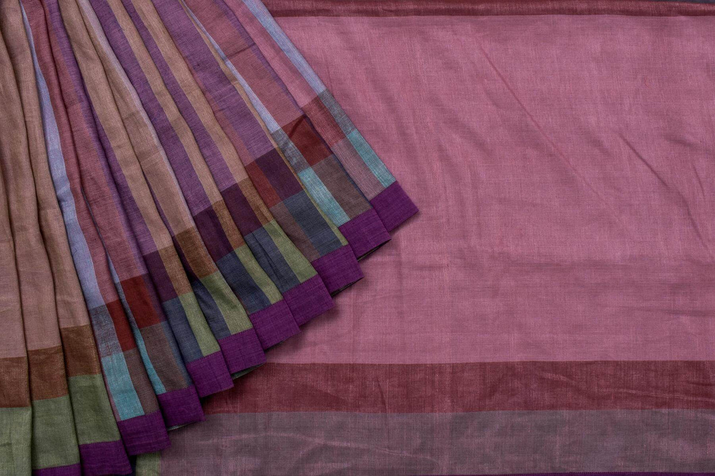 Bhagalpuri Linen Cotton Saree by Thari PSTR250040 - 