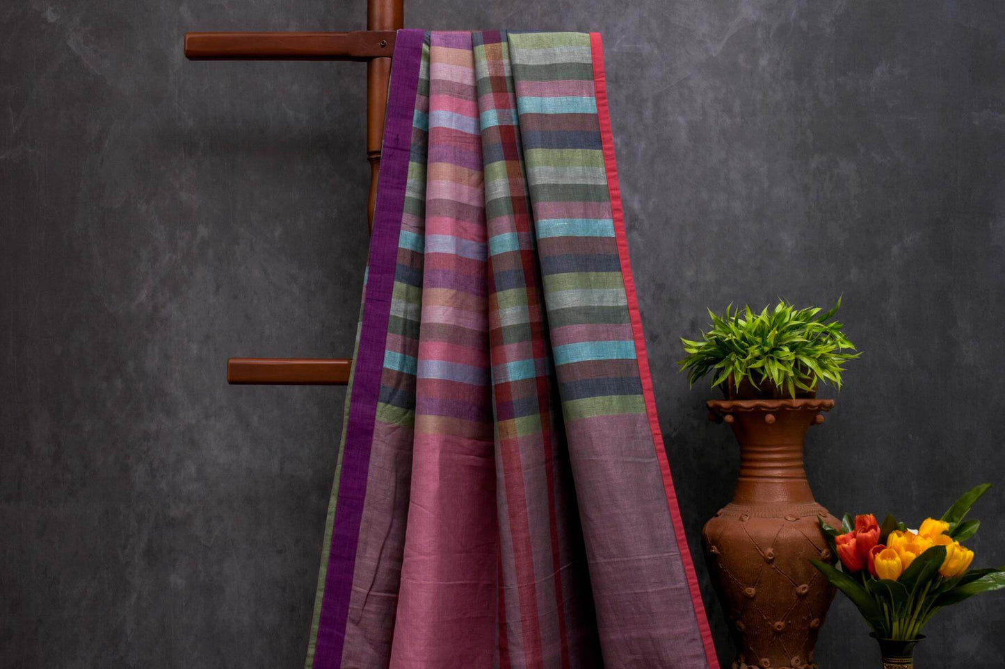 Bhagalpuri Linen Cotton Saree by Thari PSTR250040 - 