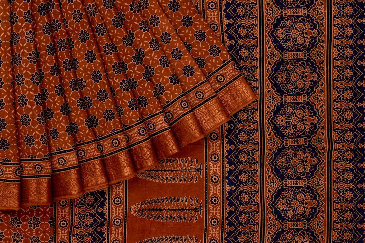 Chakor Ajrakh Mangalgiri cotton saree PSCK260035