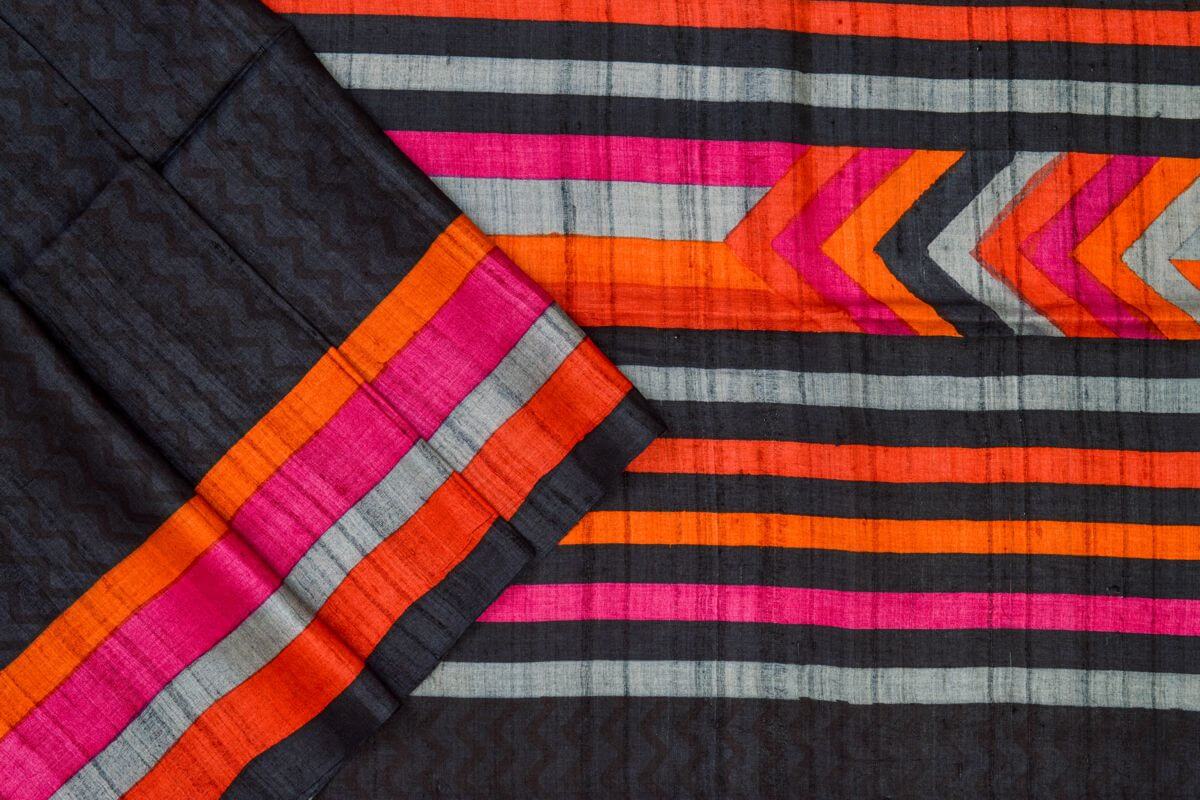 Black Tussar silk saree by Weavers studio PSWS140008
